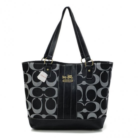 Coach Legacy Logo In Monogram Medium Black Totes BPT Coach Legacy Logo In Monogram Medium Black Totes BPT